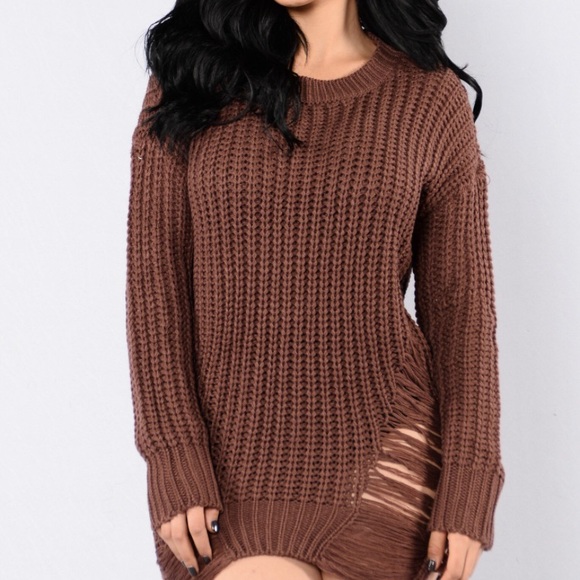 unraveled sweater dress
